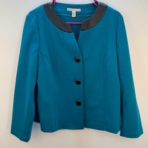 JM Collection Turquoise Blazer with Dark Trim